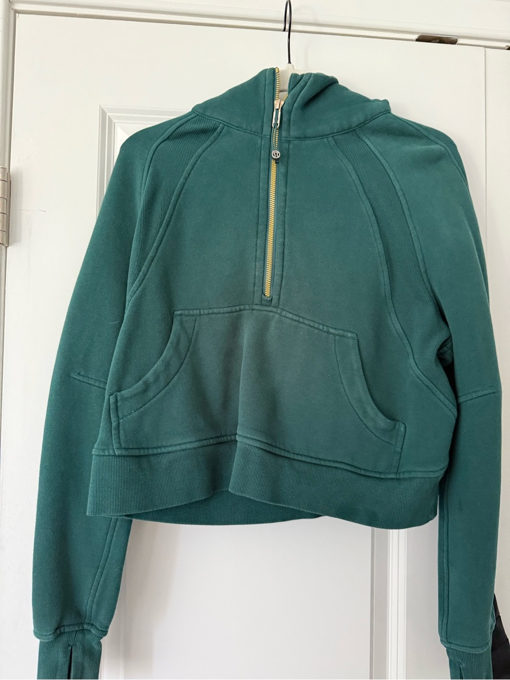 Lululemon Scuba Cropped Teal Half-Zip Hoodie Sweater - Women